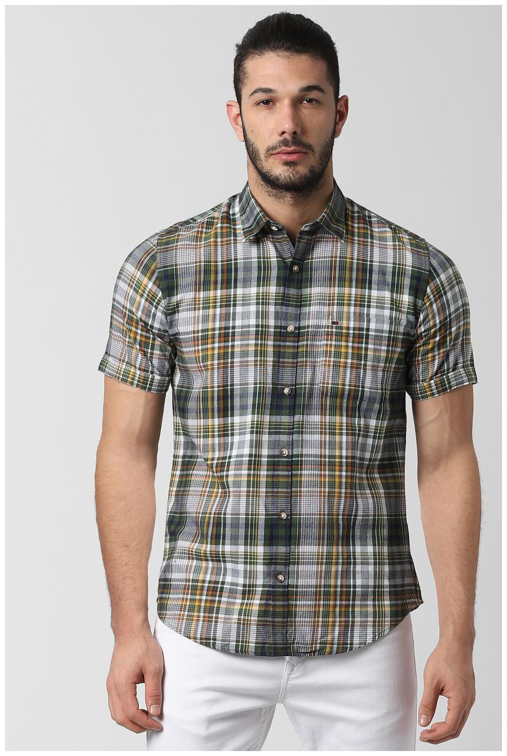 

Peter England Men Green Checked Slim Fit Casual Shirt