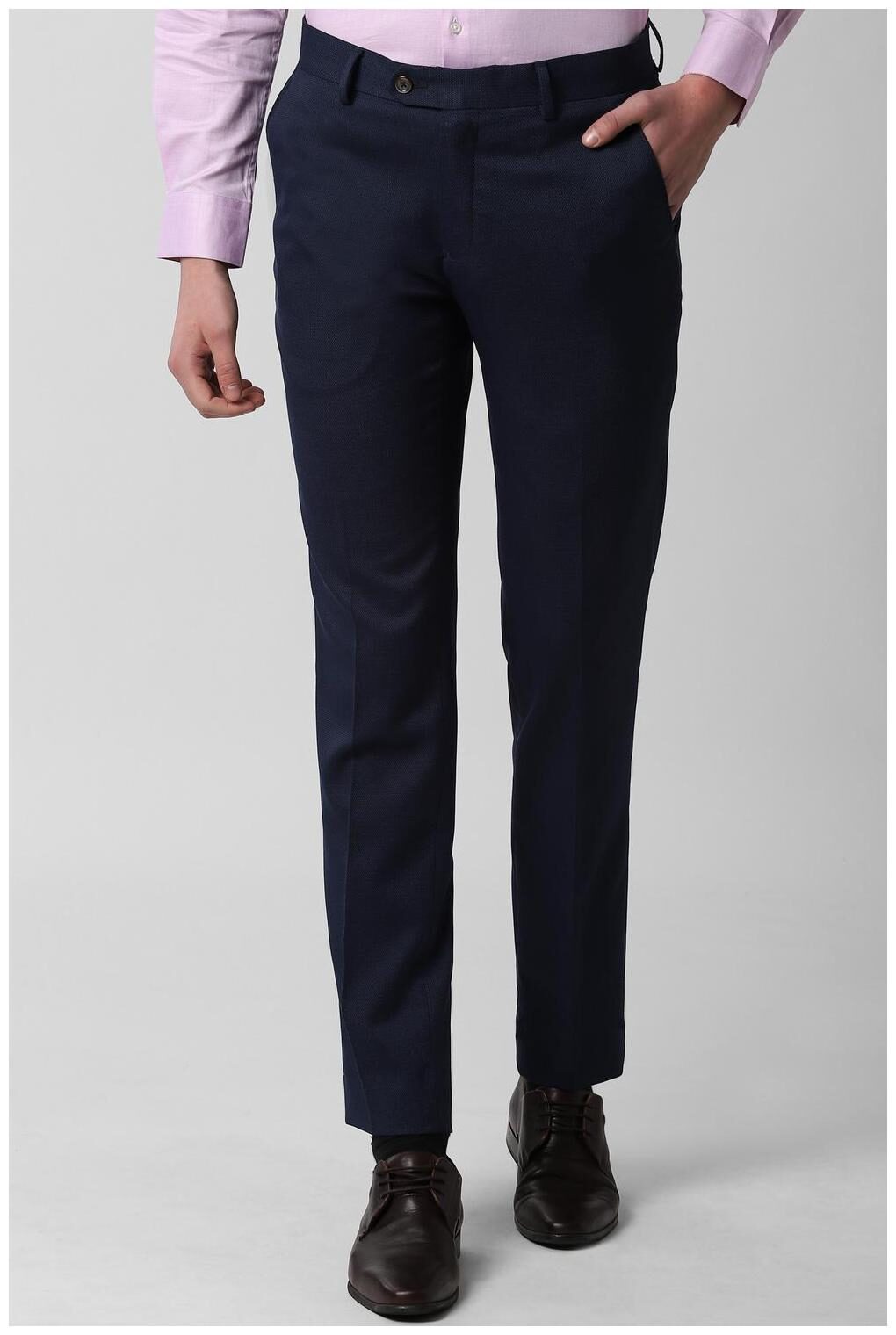 

Peter England Men Textured Slim Fit Formal Trouser - Blue