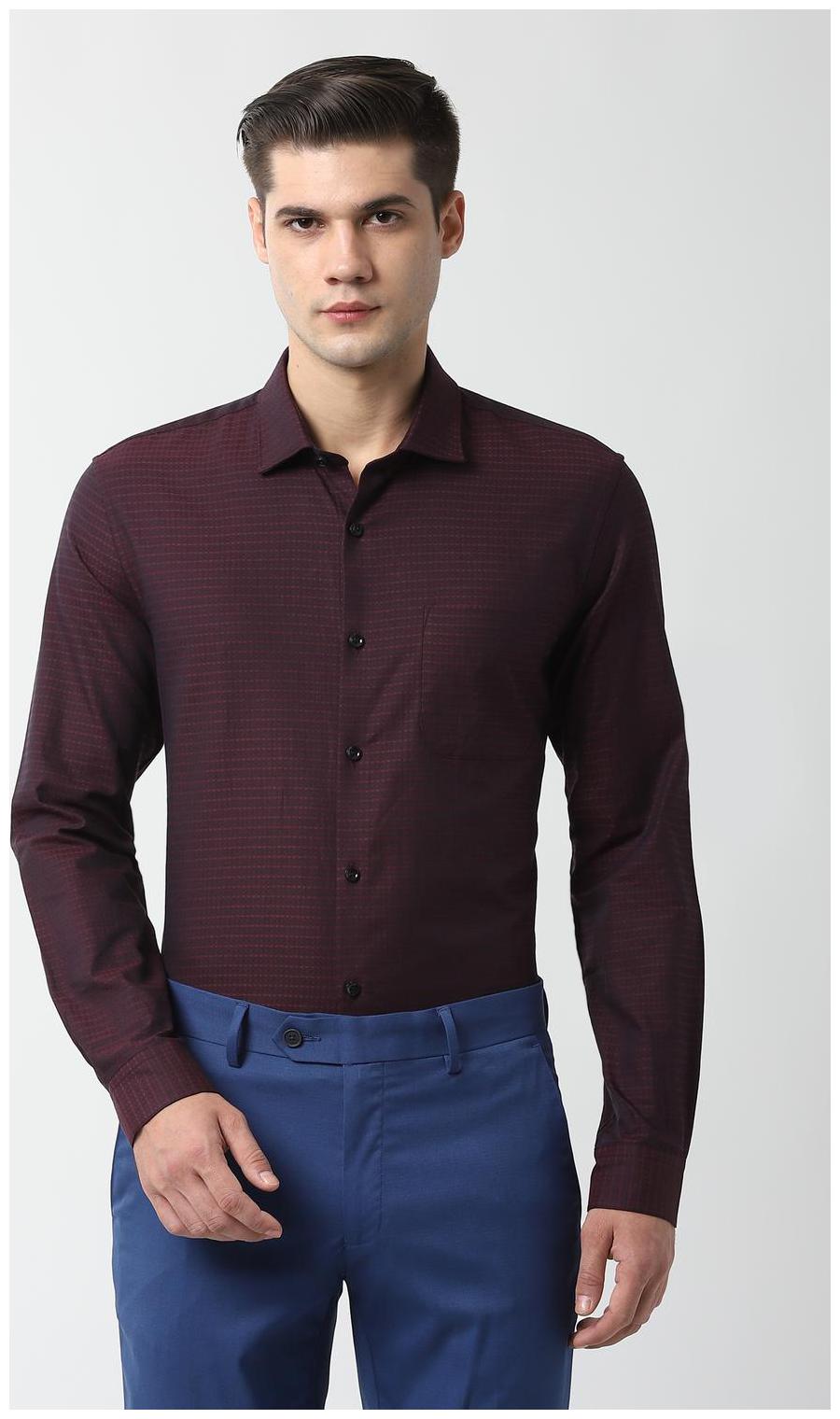 

Peter England Men Slim fit Formal Shirt - Maroon