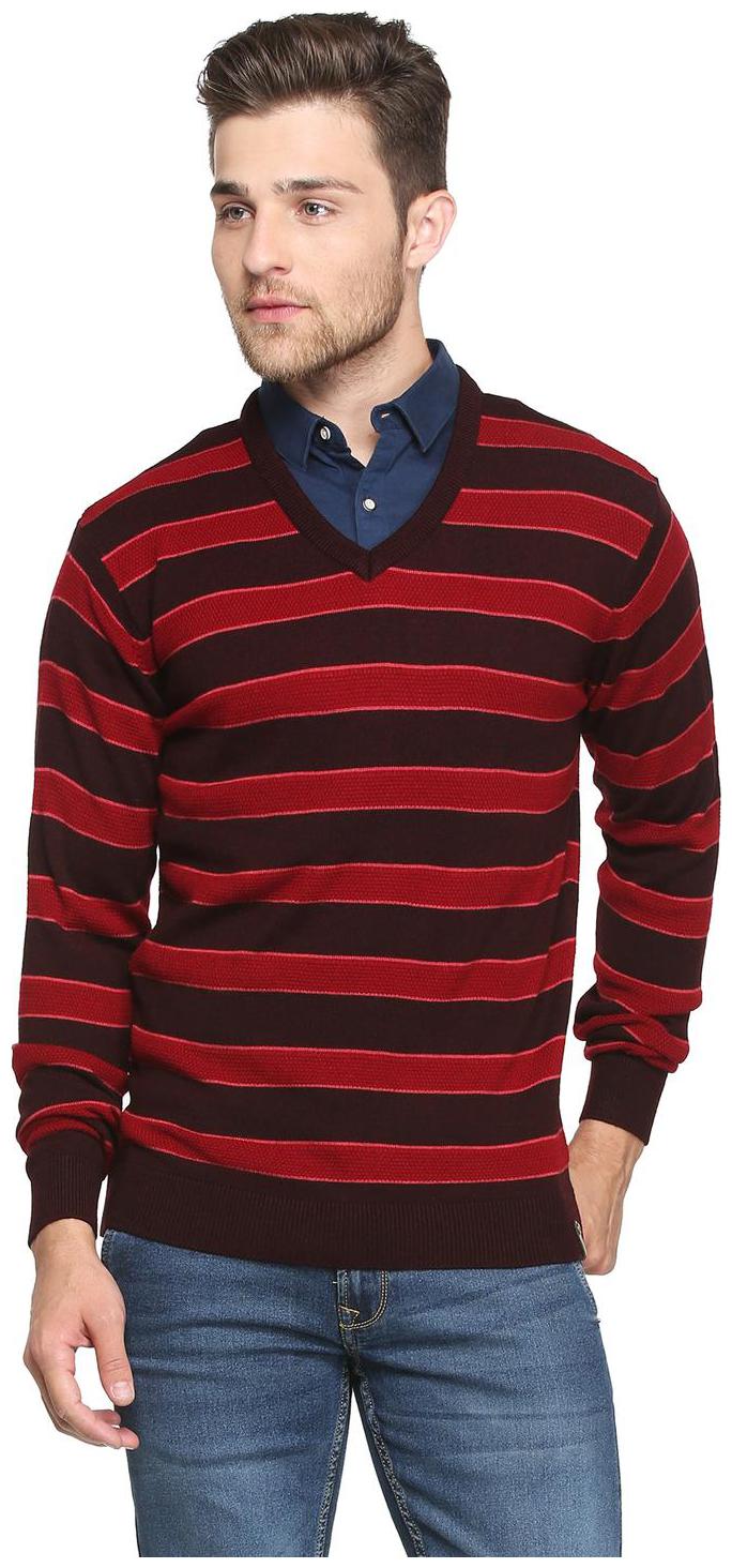 

Peter England Men Maroon V neck Pullover