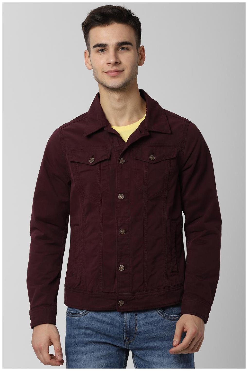 

Peter England Men Maroon Solid Denim jacket