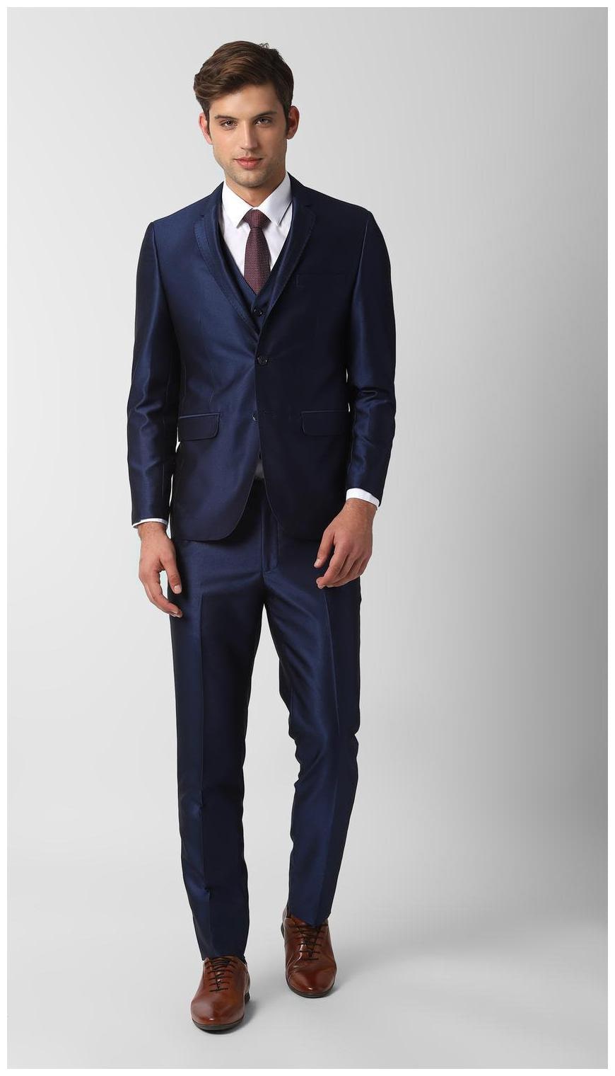 

Peter England Blended Textured Men Single Breasted Suit - Blue
