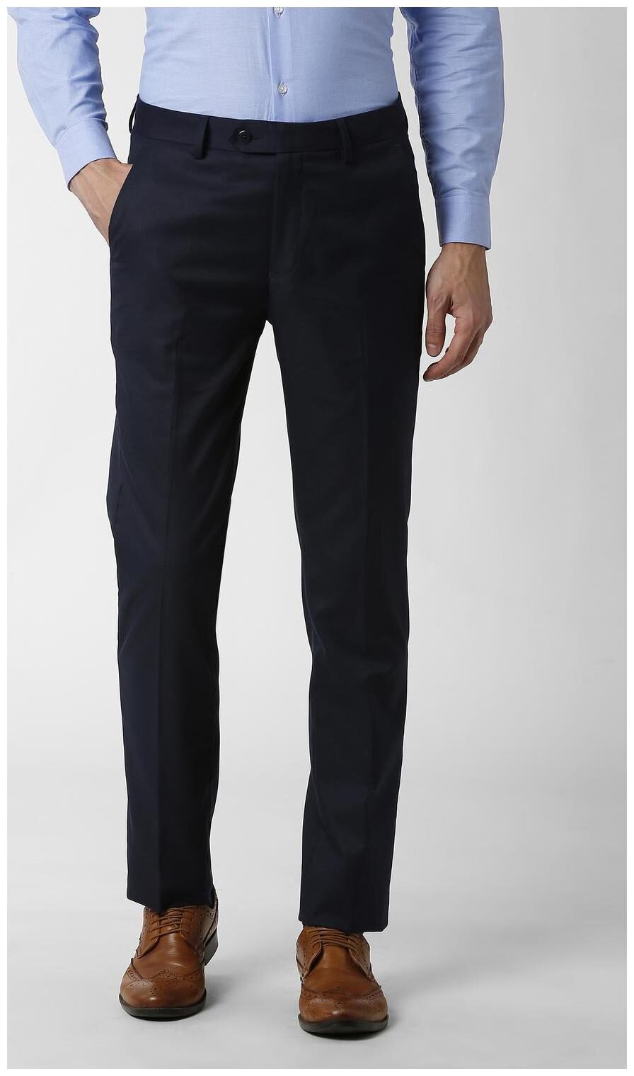 

Peter England Men Solid Slim Fit Formal Trouser - Blue