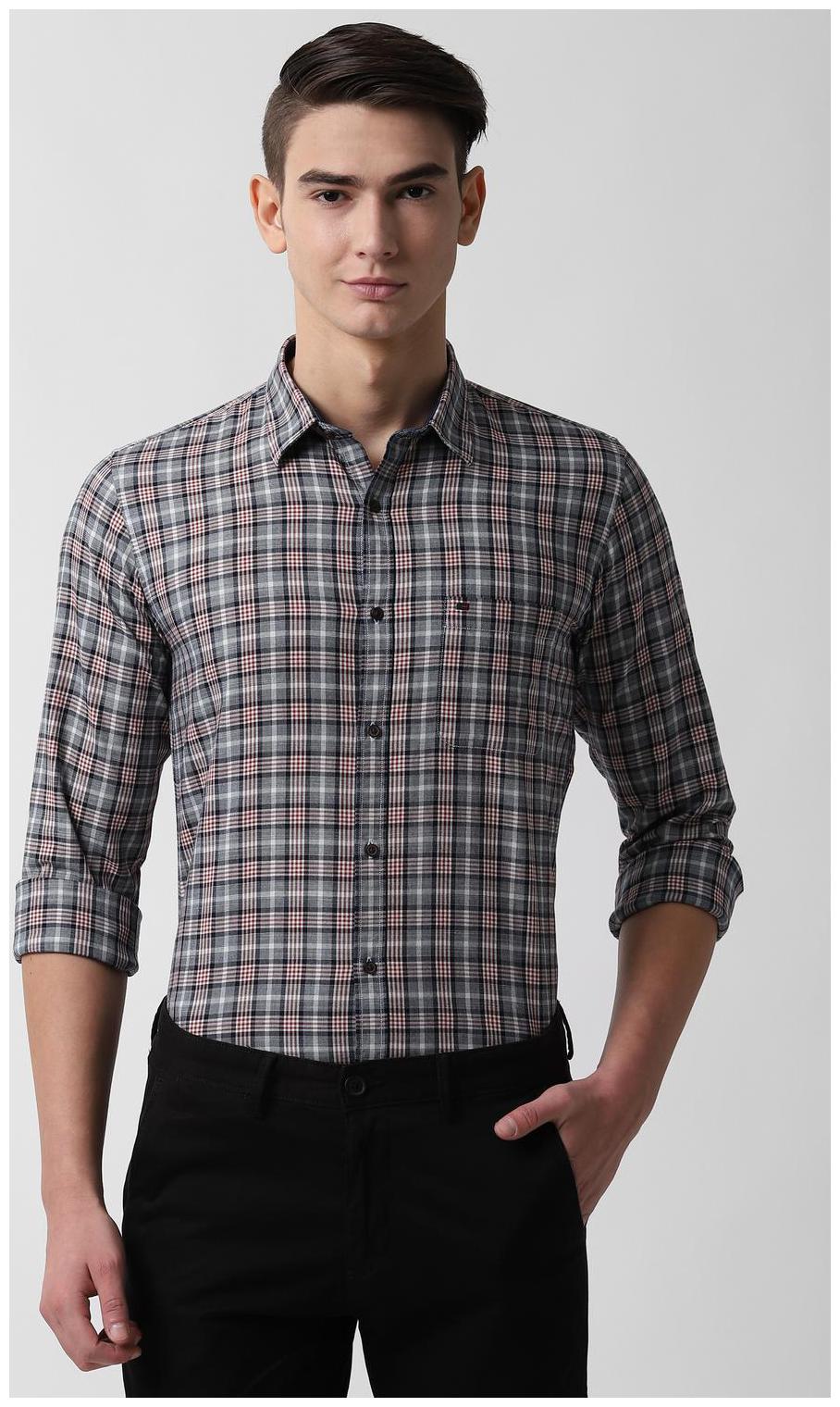 

Peter England Men Grey Checked Slim Fit Casual Shirt