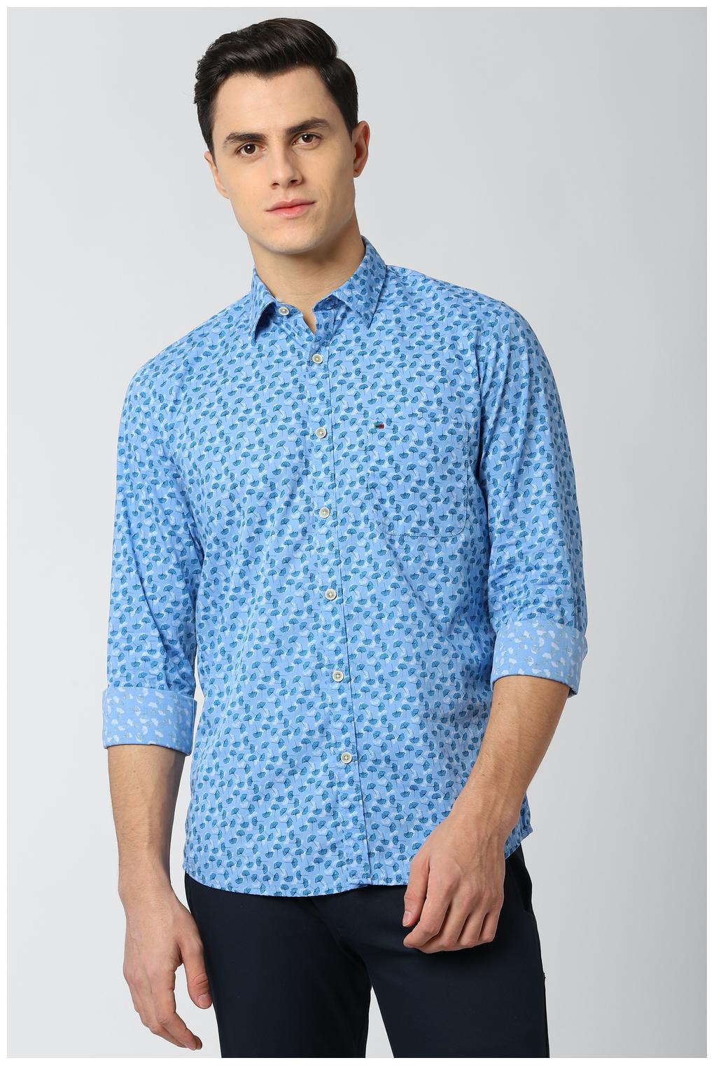 

Peter England Men Blue Printed Slim Fit Casual Shirt
