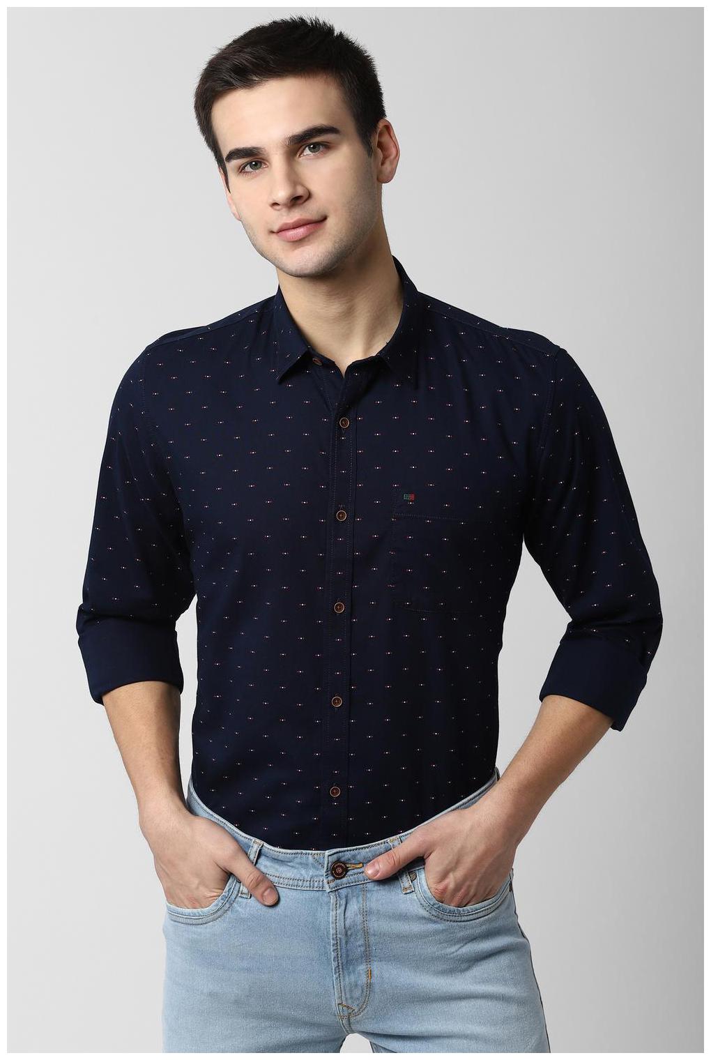

Peter England Men Blue Printed Slim Fit Casual Shirt