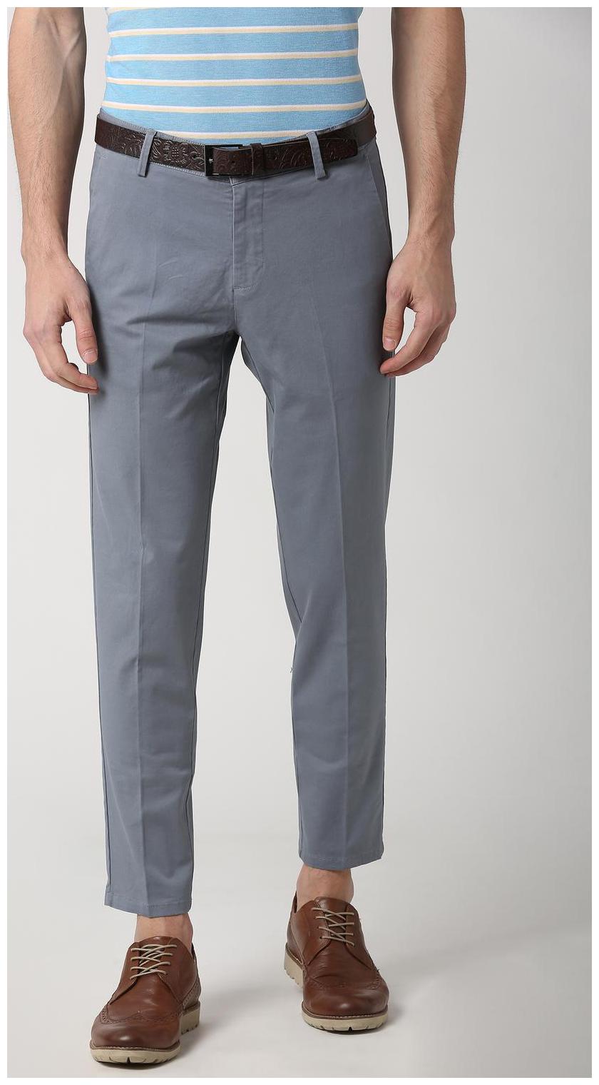 

Peter England Men Grey Textured Slim fit Regular trousers