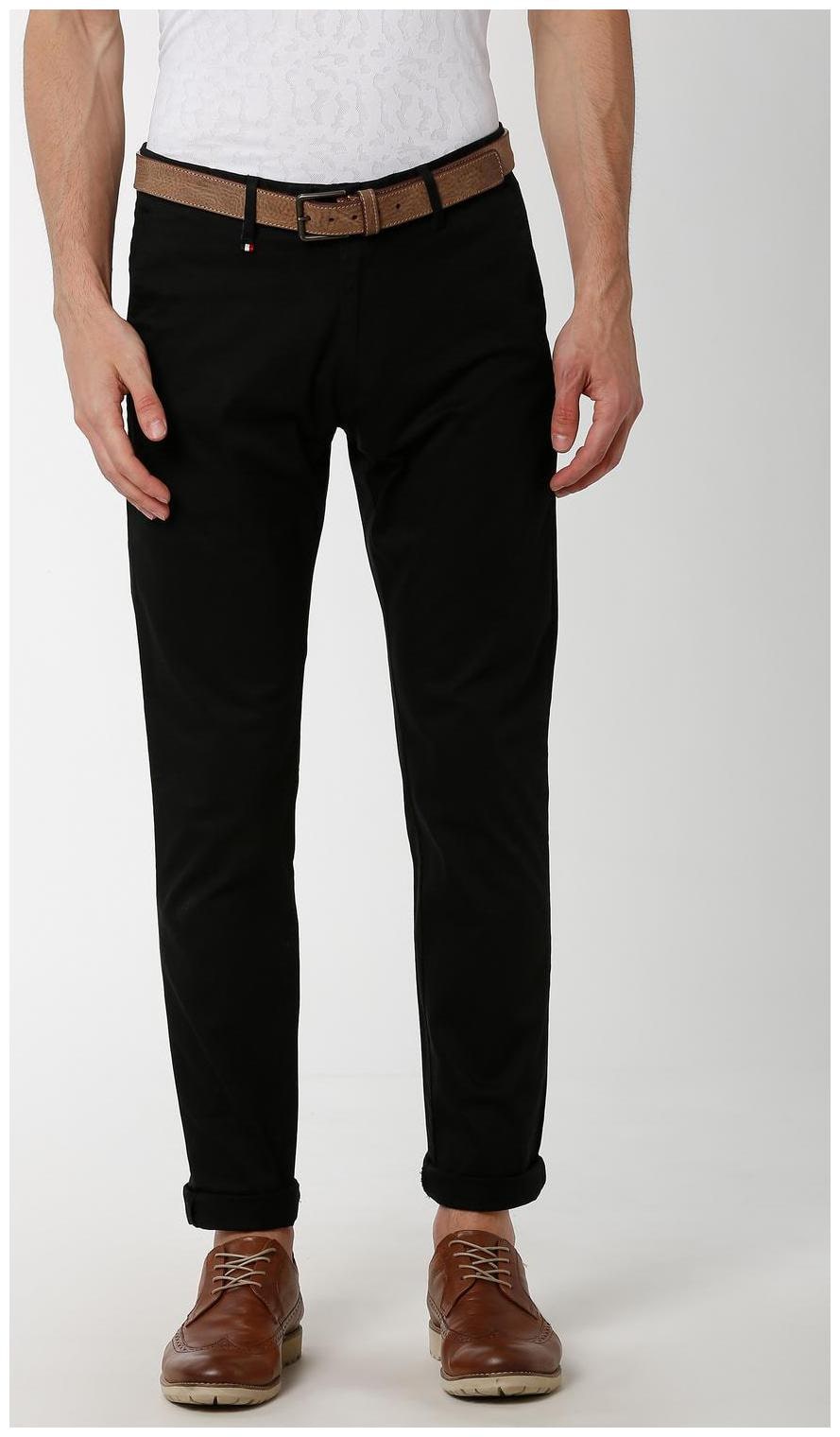 

Peter England Men Black Solid Slim fit Regular trousers