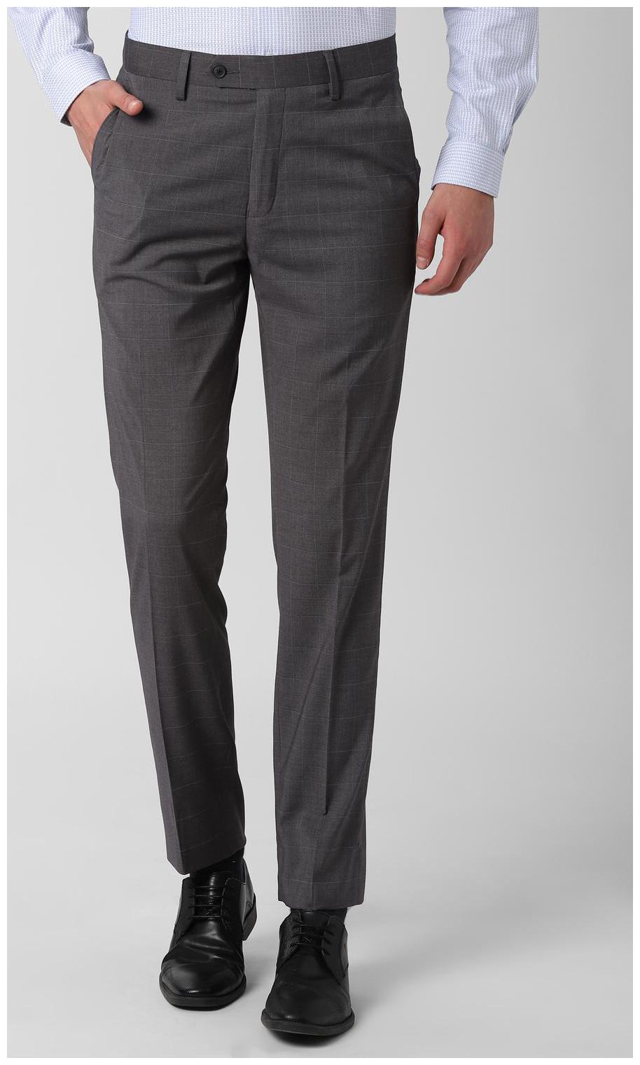 

Peter England Men Checked Slim Fit Formal Trouser - Grey