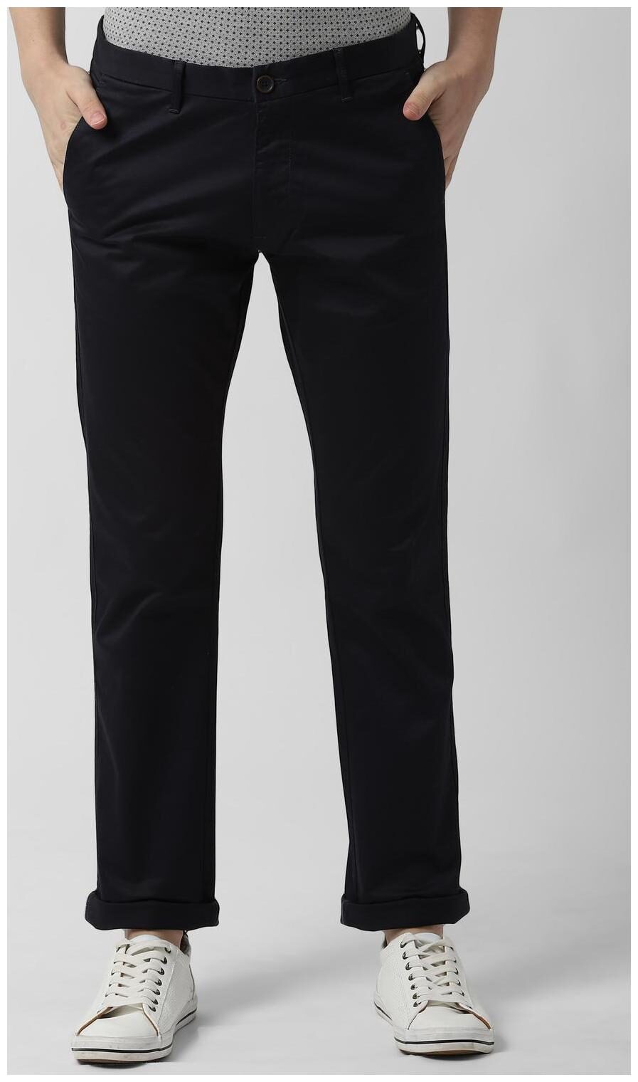 

Peter England Men Blue Solid Slim fit Regular trousers