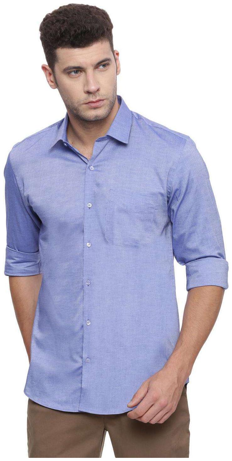 

Peter England Men Blue Solid Slim Fit Casual Shirt