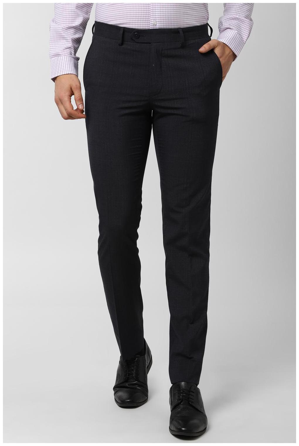 

Peter England Men Textured Slim Fit Formal Trouser - Navy Blue