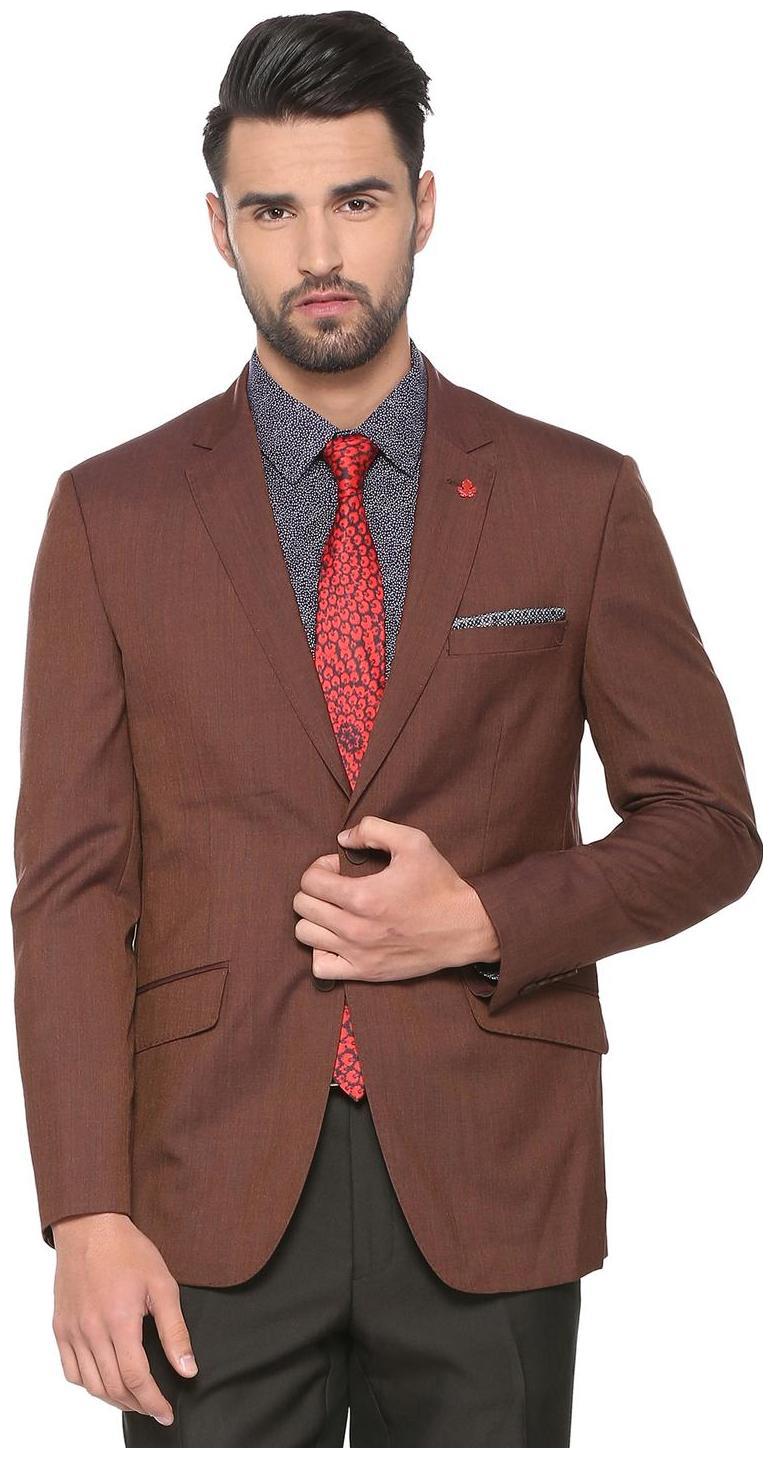 

Peter England Men Brown Textured Slim fit Single Breasted Blazer