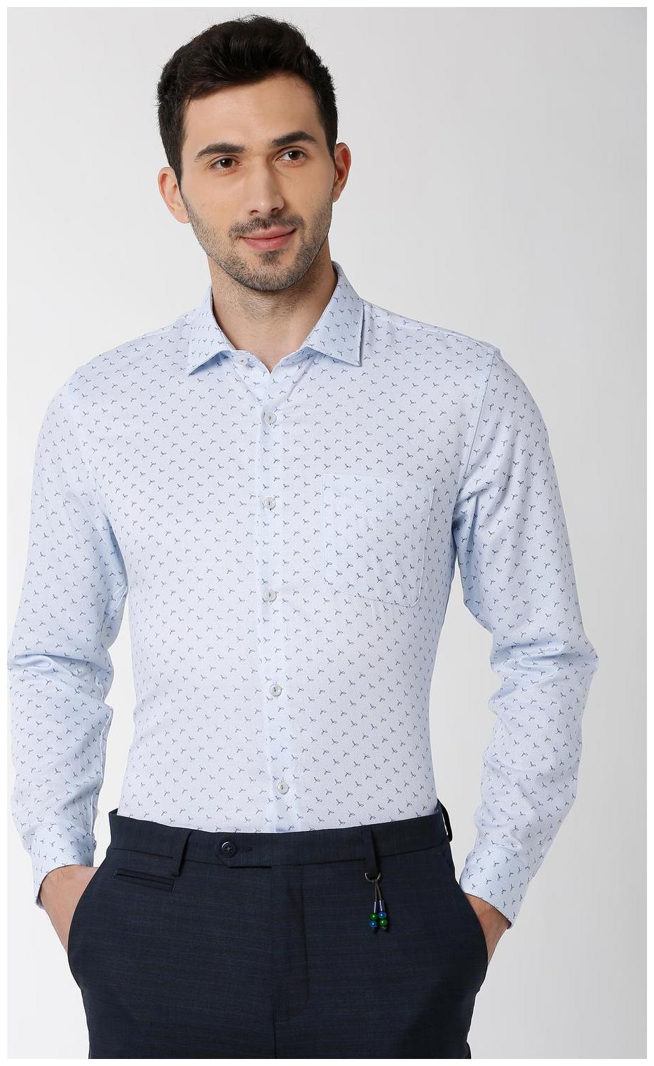 

Peter England Men Blue Printed Slim Fit Casual Shirt