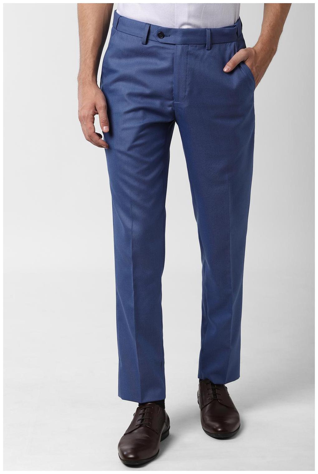 

Peter England Men Solid Slim Fit Formal Trouser - Blue