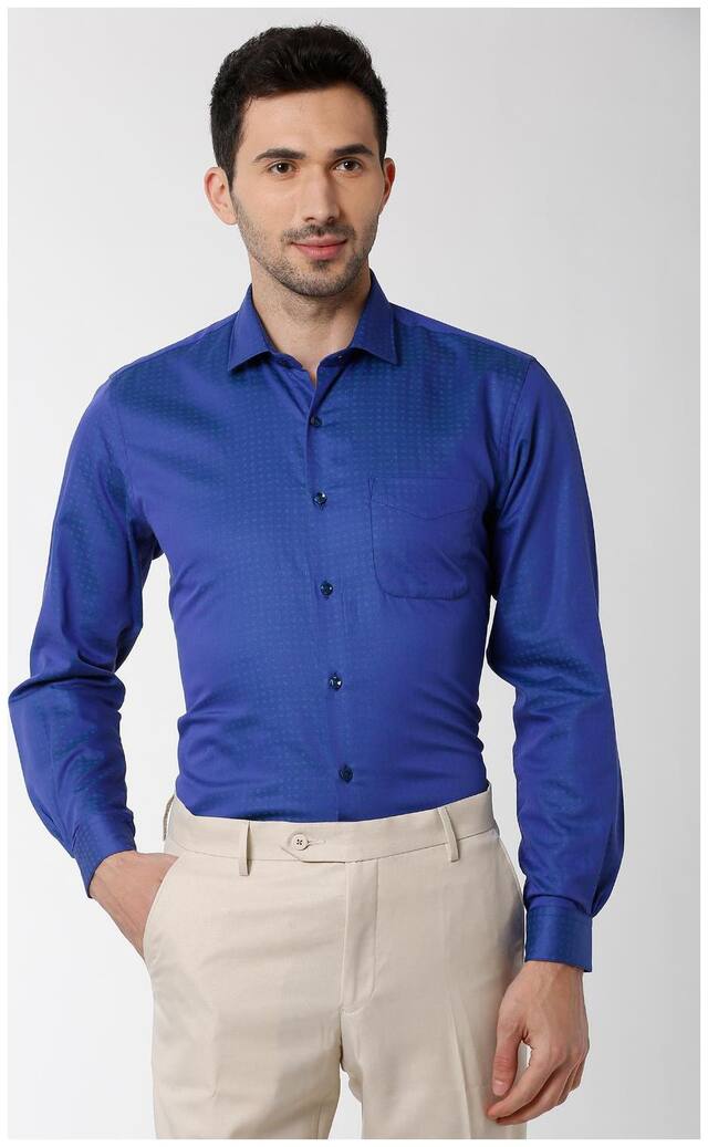 Peter England Men Regular fit Formal Shirt - Blue