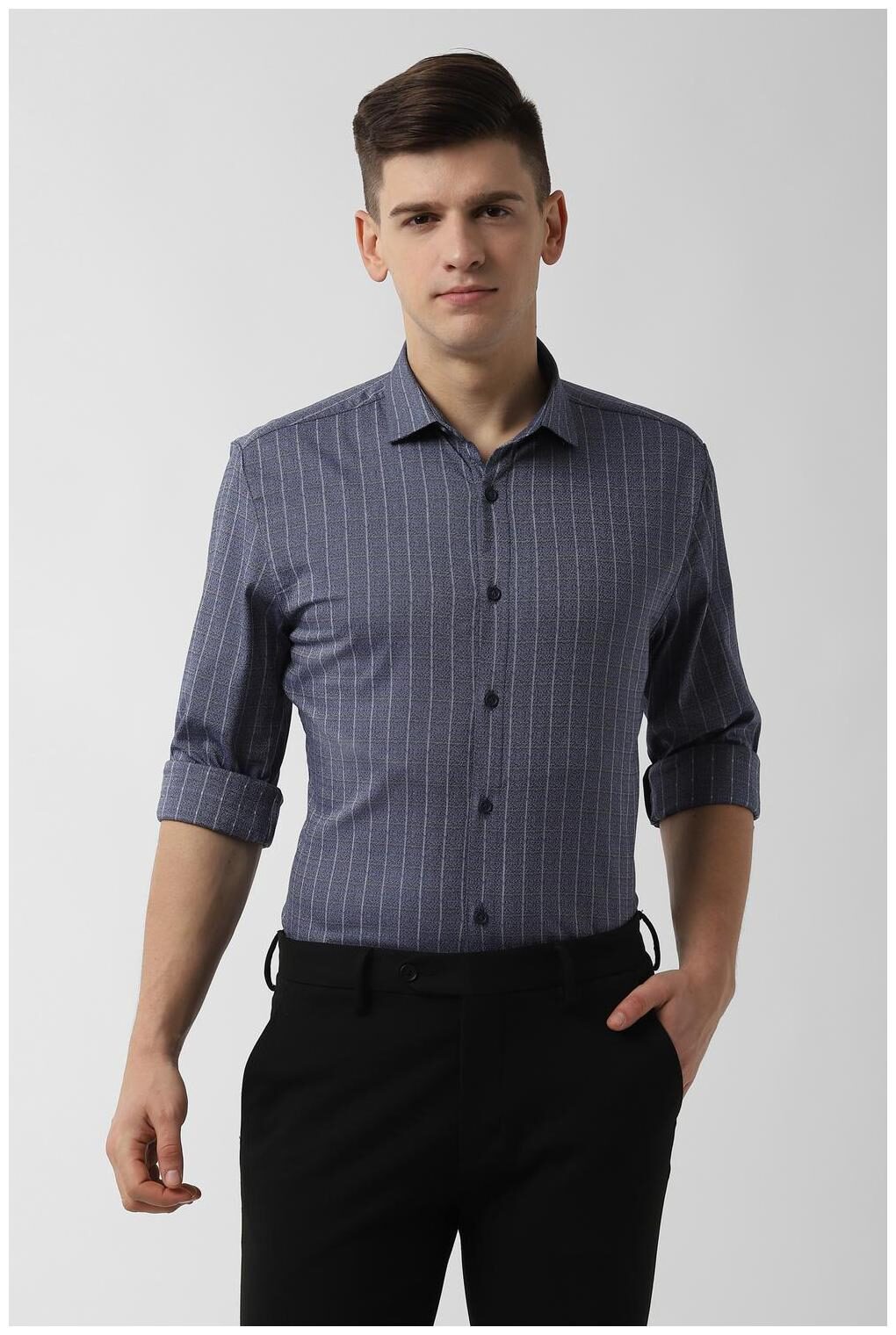 

Peter England Men Super slim fit Formal Shirt - Blue