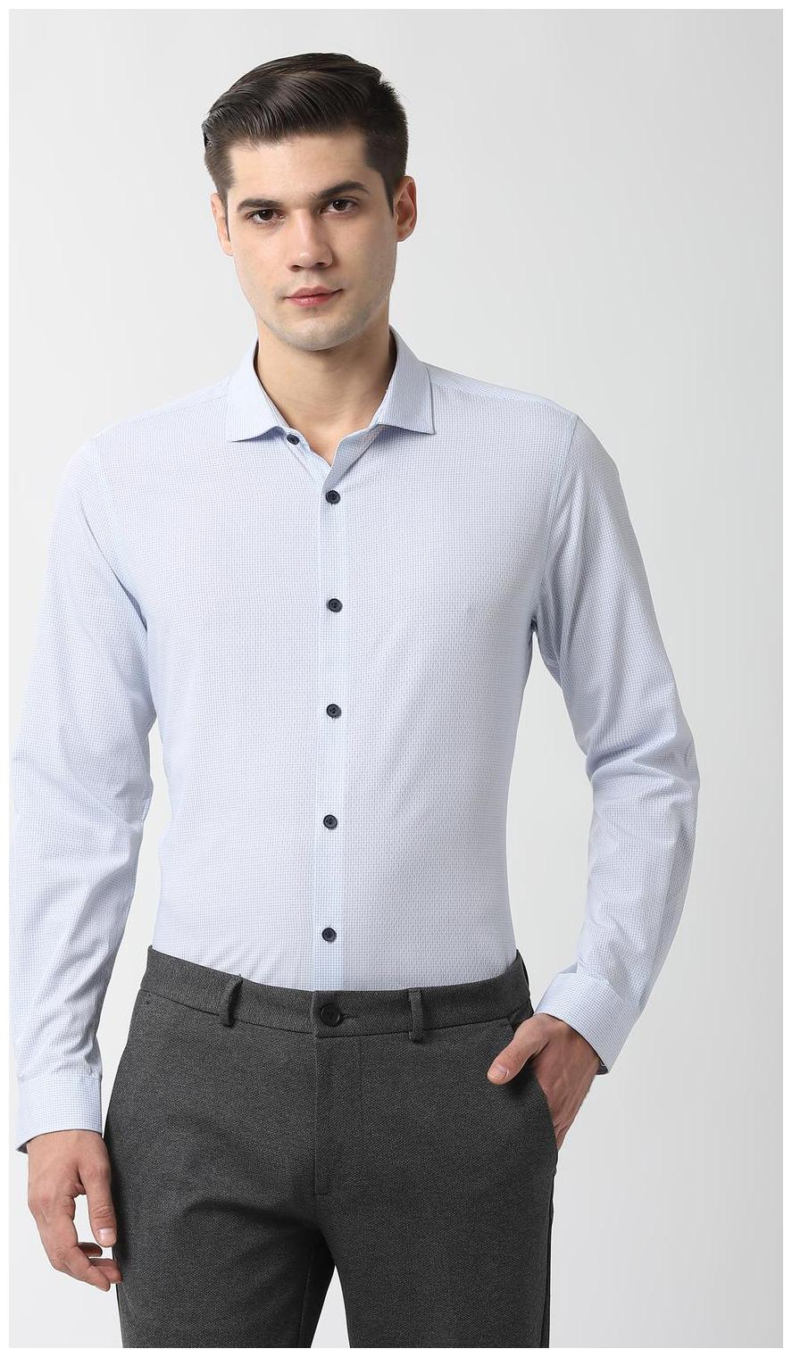 

Peter England Men Super slim fit Formal Shirt - Blue