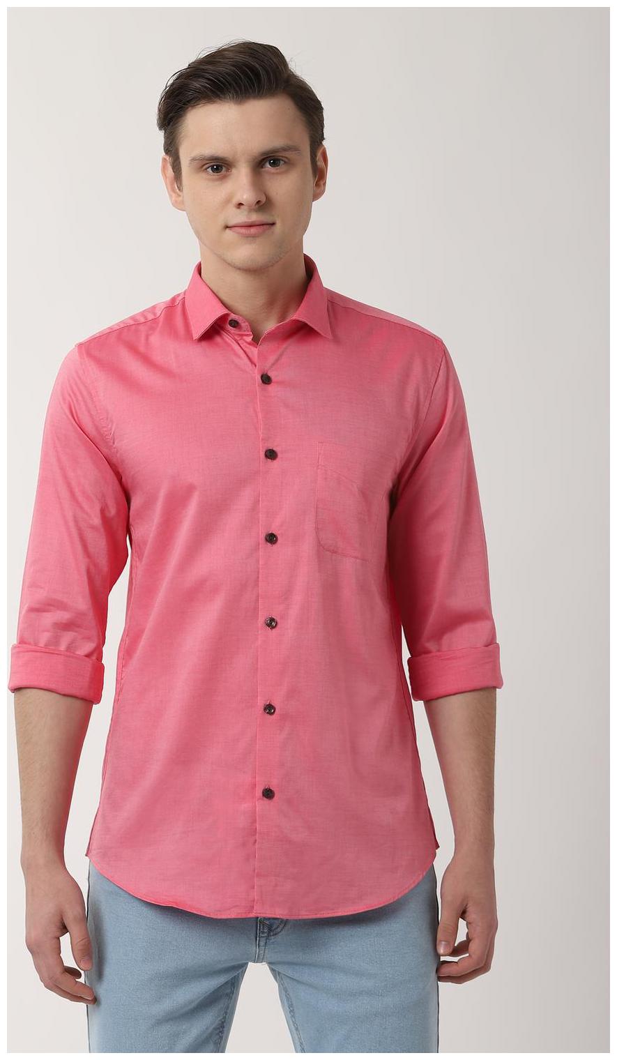 

Peter England Men Pink Weaved Slim Fit Casual Shirt