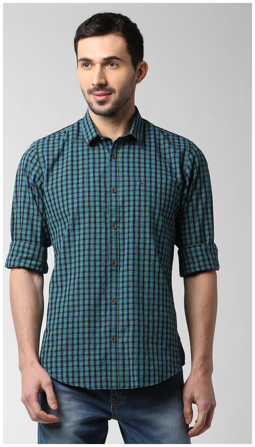 

Peter England Men Blue Checked Slim Fit Casual Shirt