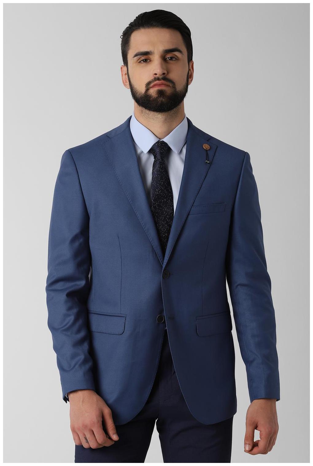 

Peter England Men Blended Single Breasted Blazer Blue