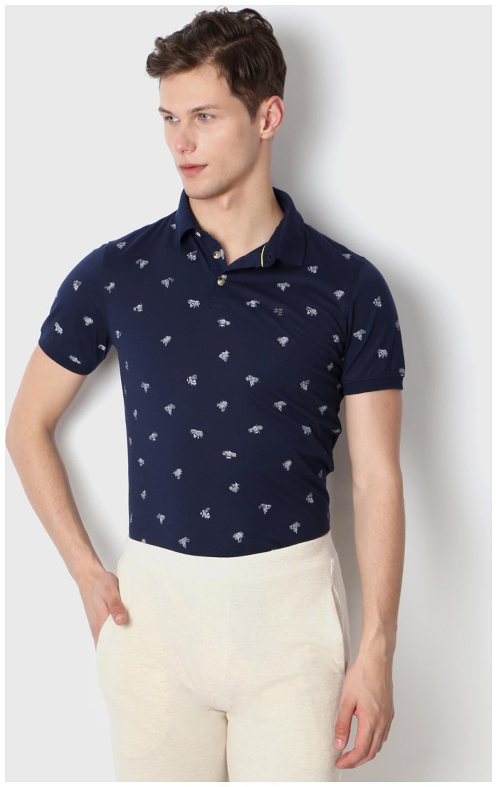 

Peter England Men Blue Slim fit Cotton Polo collar T-Shirt - Pack Of 1
