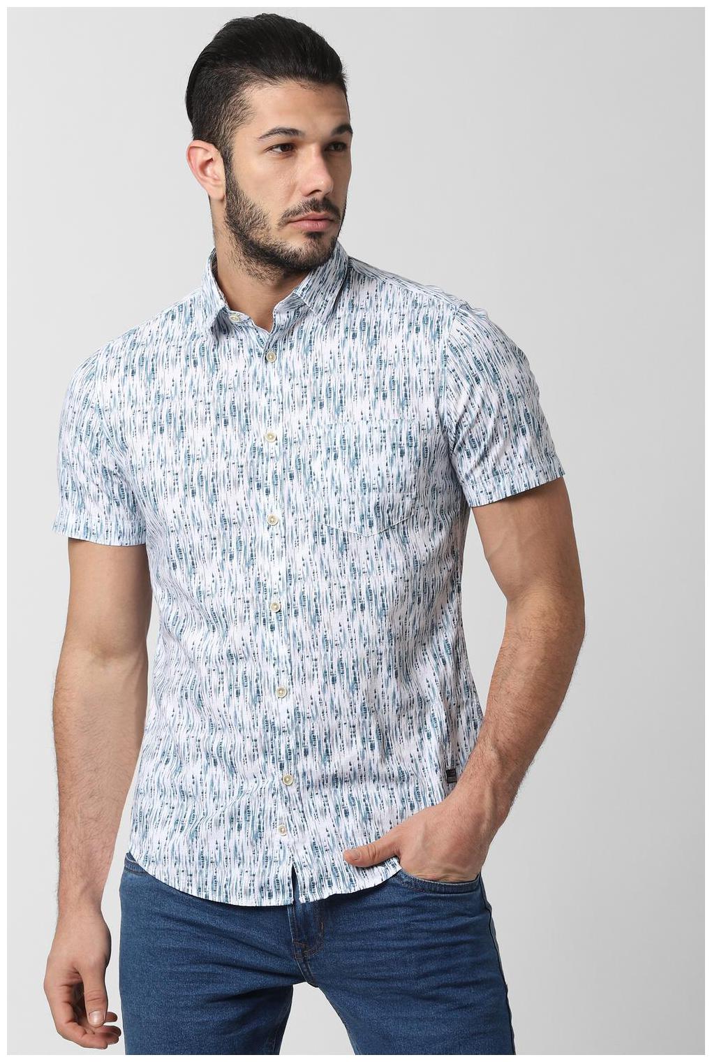 

Peter England Men Blue Printed Super Slim Fit Casual Shirt