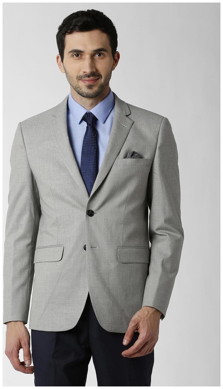

Peter England Men Grey Textured Slim fit Single Breasted Blazer