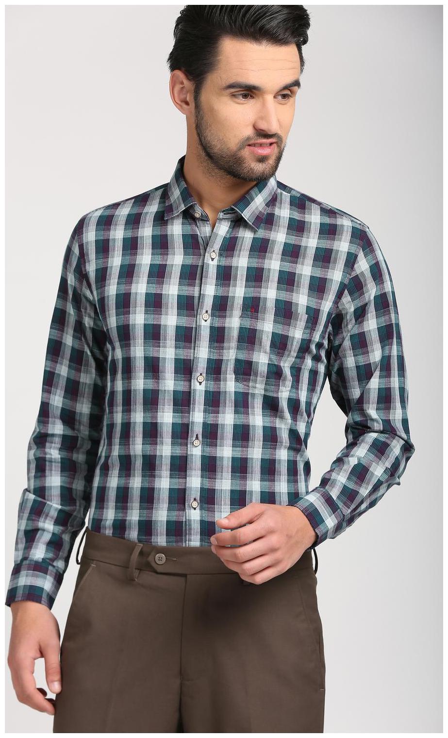 

Peter England Men Blue Checked Slim Fit Casual Shirt