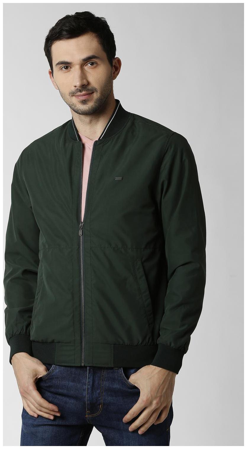 

Peter England Men Green Solid Bomber jacket