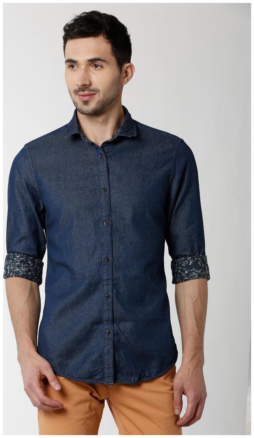 

Peter England Men Blue Printed Slim Fit Casual Shirt