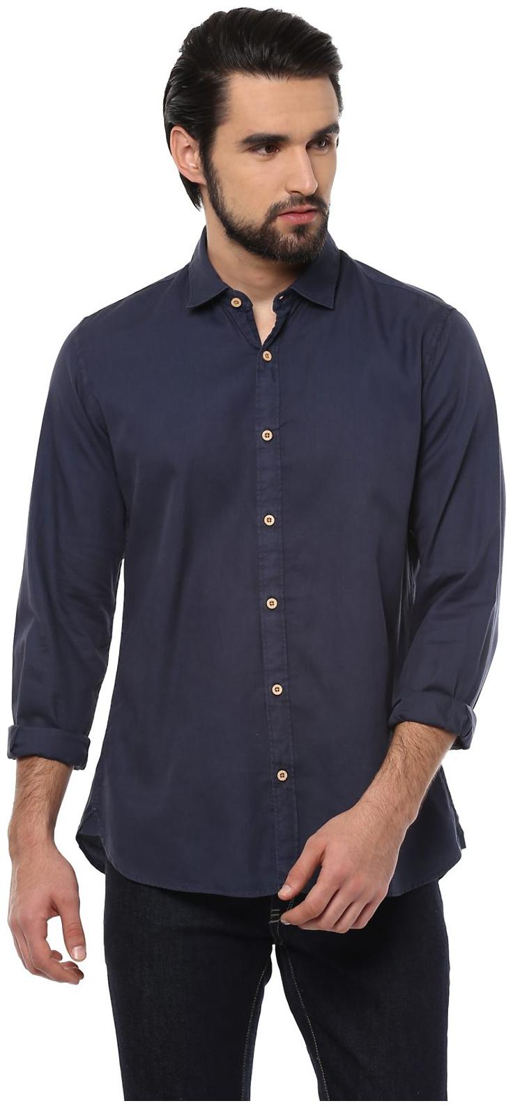

Peter England Men Blue Solid Slim Fit Casual Shirt