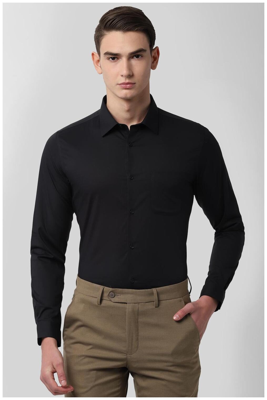 

Peter England Men Super slim fit Formal Shirt - Black