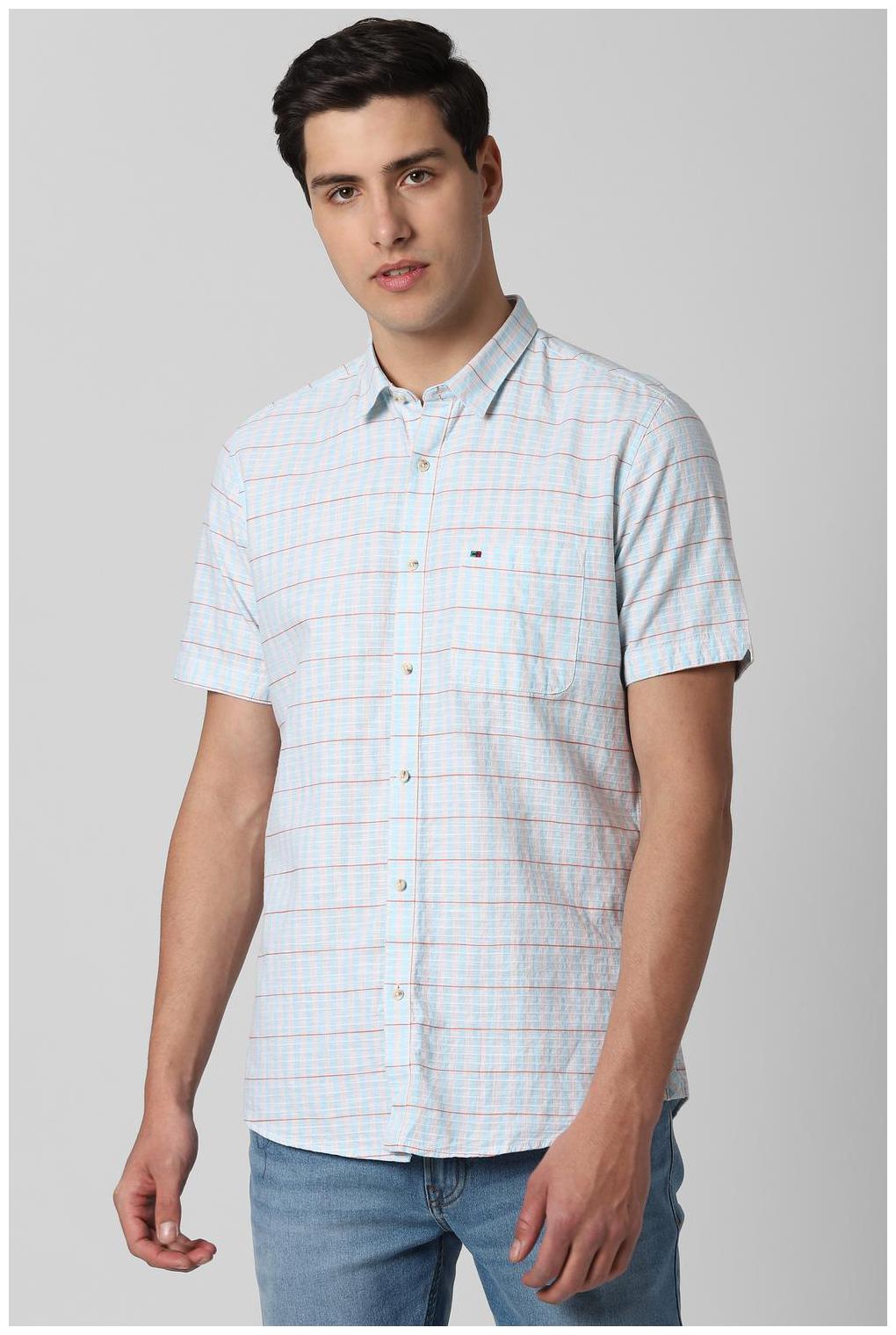 

Peter England Men Blue Checked Slim Fit Casual Shirt