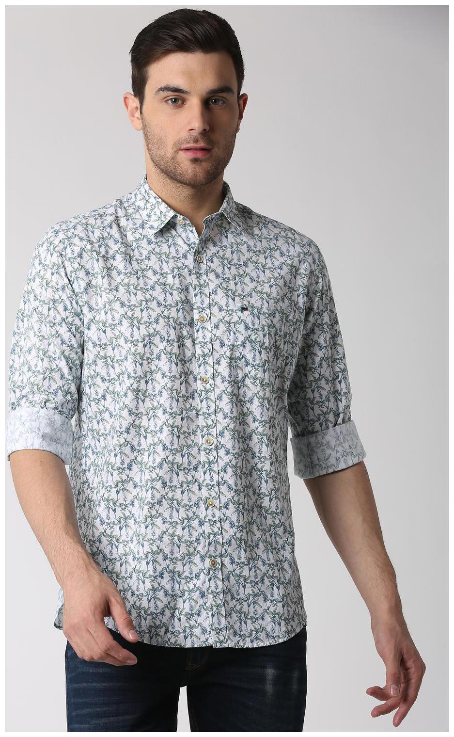 

Peter England Men White Printed Slim Fit Casual Shirt