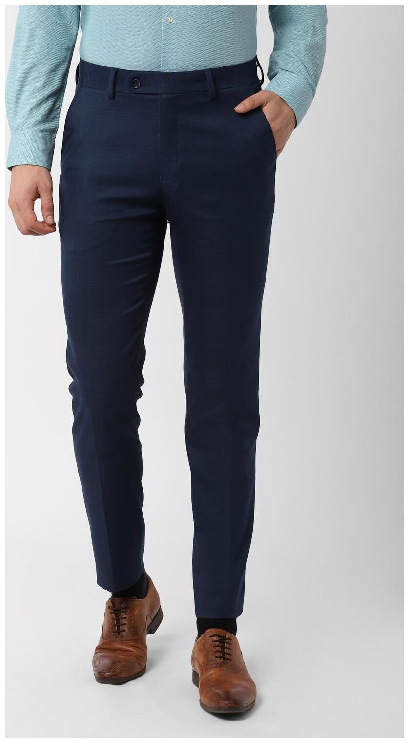 

Peter England Men Textured Slim Fit Formal Trouser - Blue