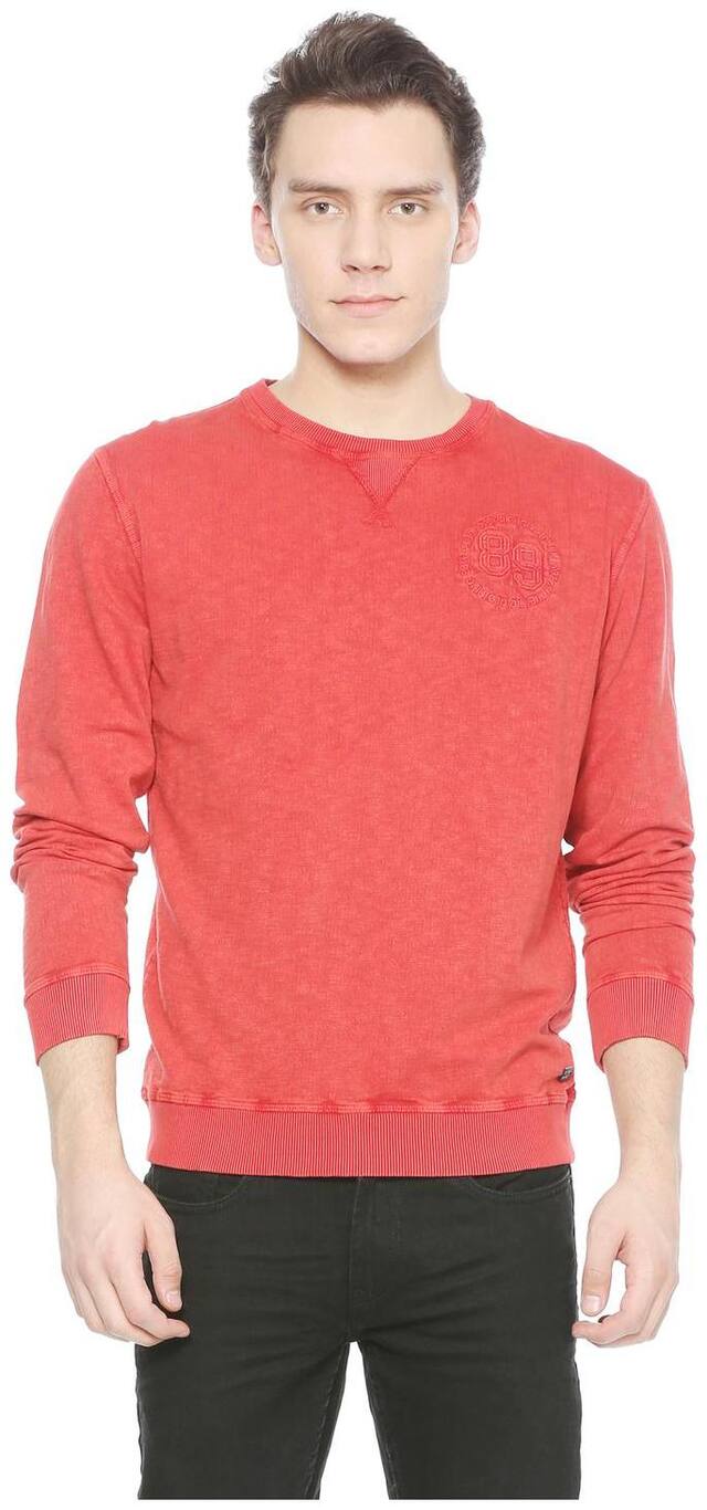 Peter England Men Pink Round neck Sweatshirt