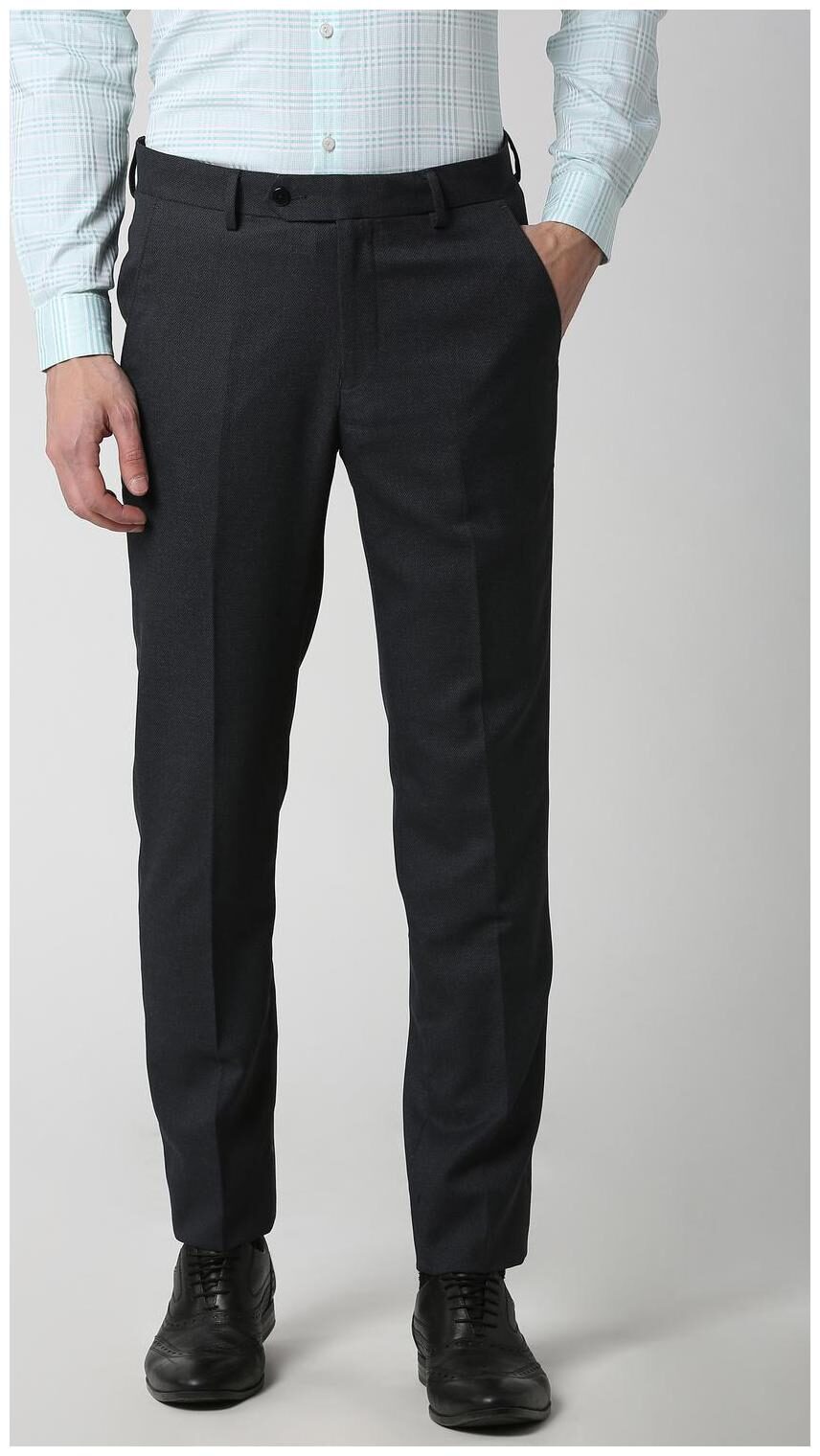 

Peter England Men Textured Slim Fit Formal Trouser - Black