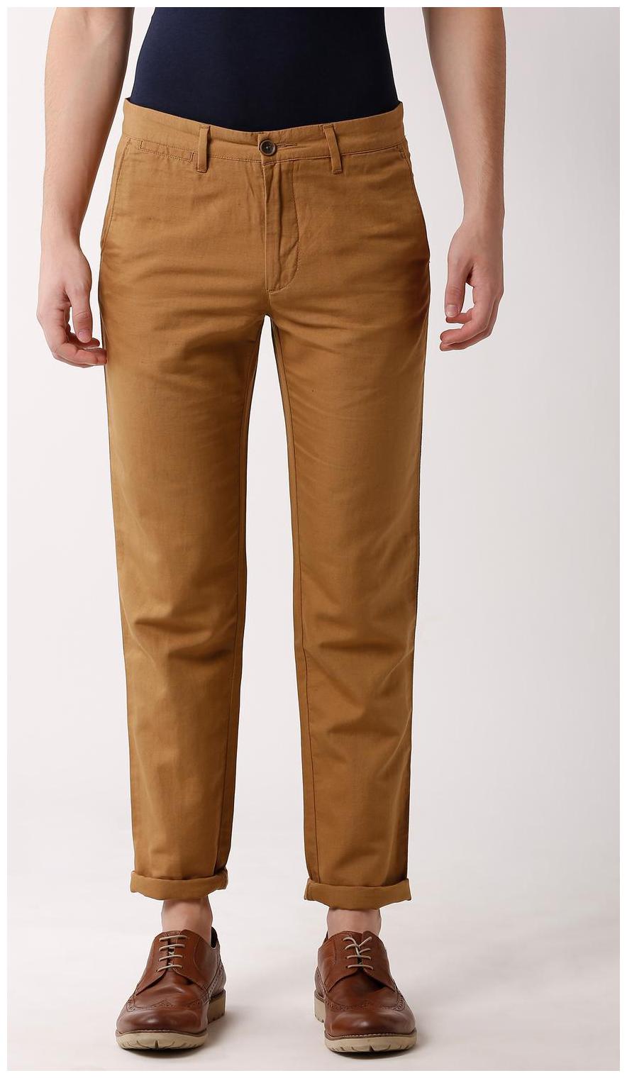 

Peter England Men Brown Solid Slim fit Regular trousers
