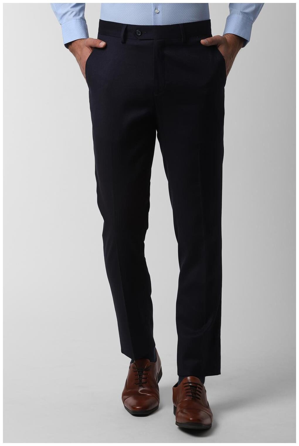 

Peter England Men Solid Slim Fit Formal Trouser - Blue