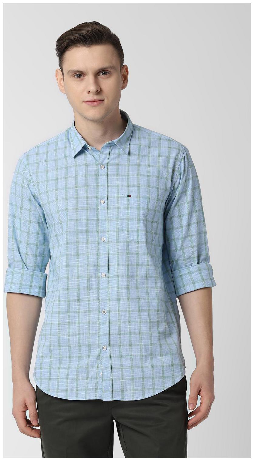 

Peter England Men Blue Checked Slim Fit Casual Shirt