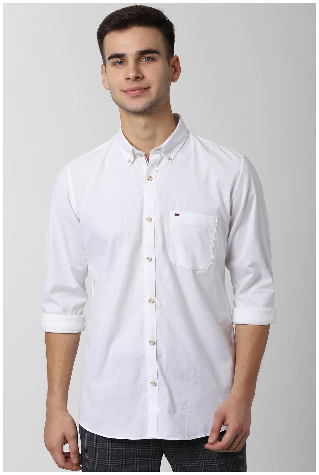 

Peter England Men White Solid Slim Fit Casual Shirt