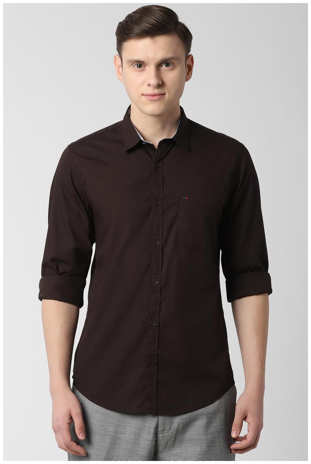 

Peter England Men Brown Solid Slim Fit Casual Shirt