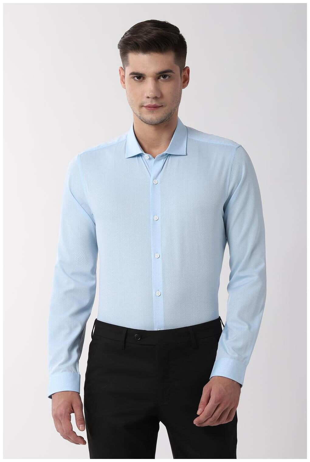 

Peter England Men Super slim fit Formal Shirt - Blue
