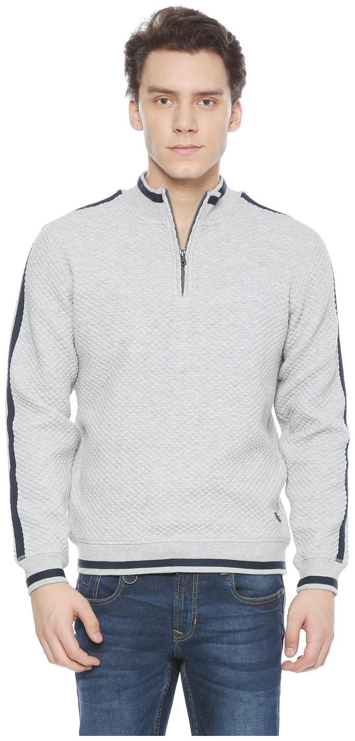 

Peter England Men Grey High neck Sweatshirt