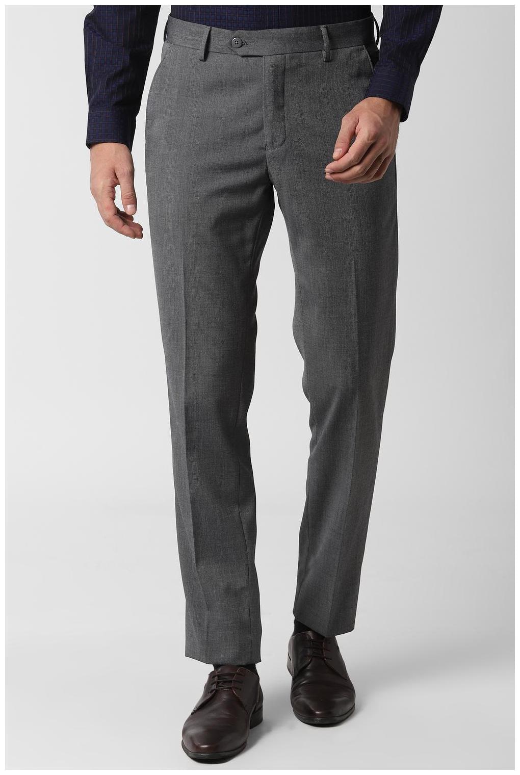 

Peter England Men Textured Slim Fit Formal Trouser - Grey