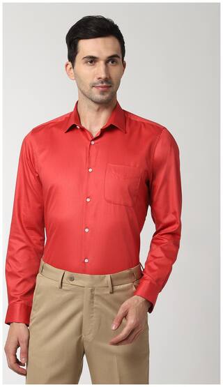 Peter England Men Regular fit Formal Shirt - Red