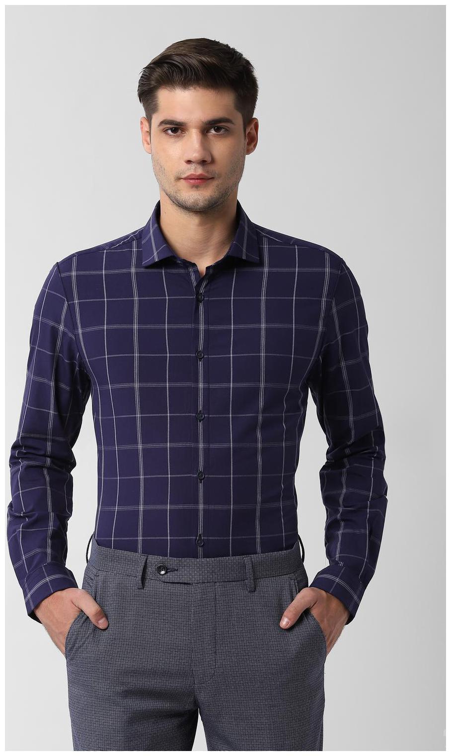 

Peter England Men Super slim fit Formal Shirt - Blue