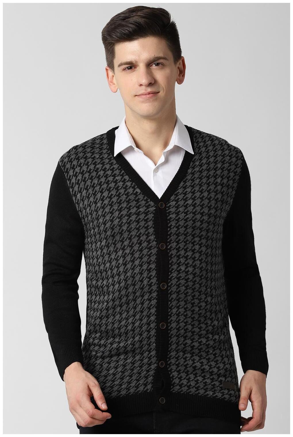 

Peter England Men Acrylic Front-Open Sweater Black