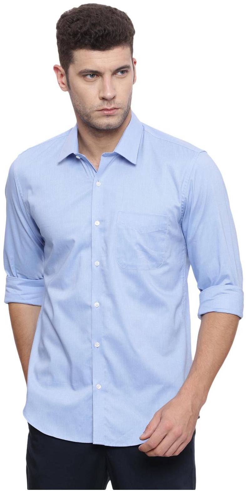 

Peter England Men Blue Solid Slim Fit Casual Shirt